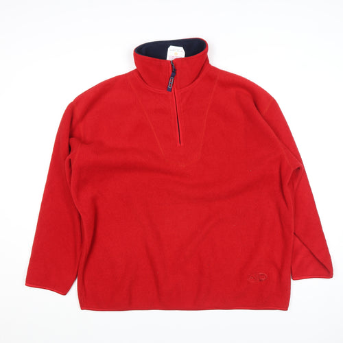 Authentic Sports Mens Red Fleece 1/4 Zip Jacket Size L