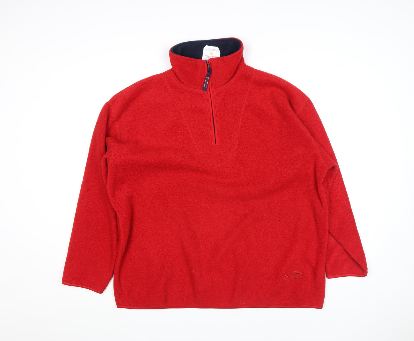 Authentic Sports Mens Red Fleece 1/4 Zip Jacket Size L