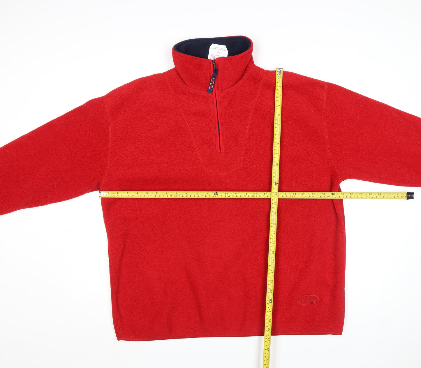 Authentic Sports Mens Red Fleece 1/4 Zip Jacket Size L