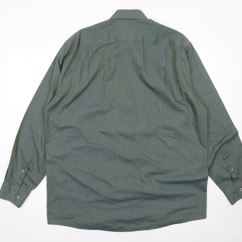 Melka Mens Green Cotton Blend Long Sleeve Button-Up Shirt 16.5in
