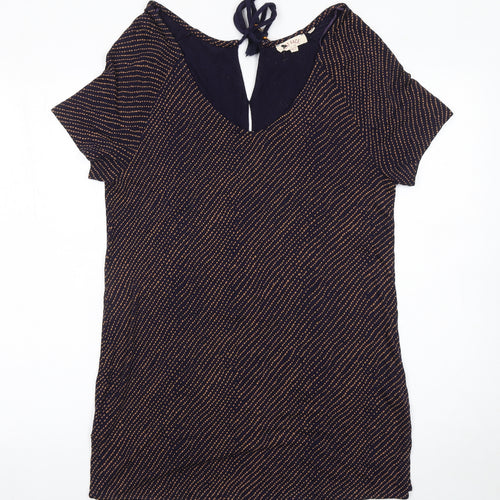 Fat Face Women’s Blue Viscose Tunic Blouse UK 12 Short Sleeve