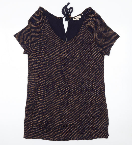 Fat Face Women’s Blue Viscose Tunic Blouse UK 12 Short Sleeve