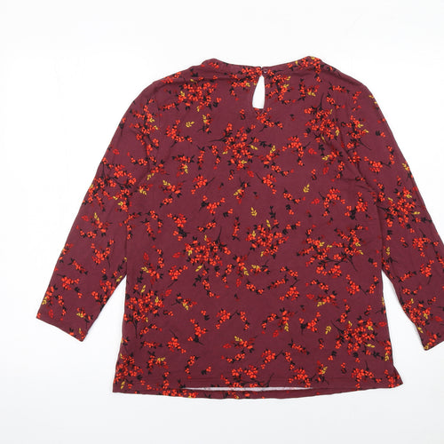 Hobbs Women Red Floral 3/4 Sleeve Tunic Blouse Size M