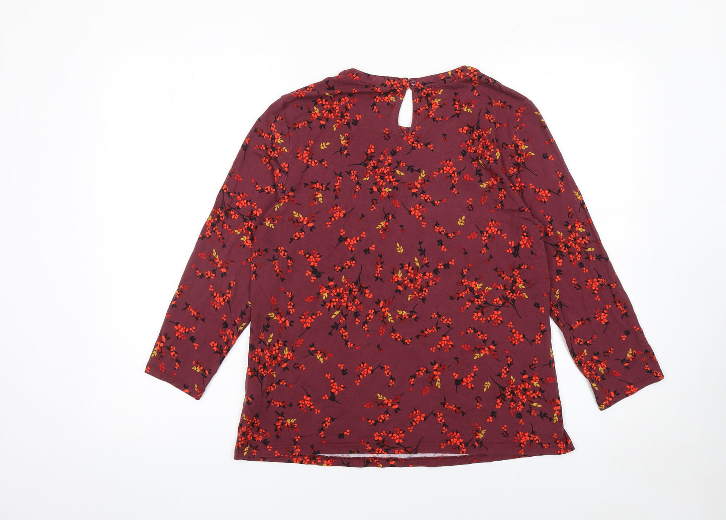 Hobbs Women Red Floral 3/4 Sleeve Tunic Blouse Size M