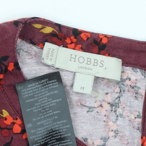 Hobbs Women Red Floral 3/4 Sleeve Tunic Blouse Size M