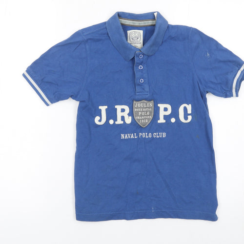 Joules Boys Blue Polo Shirt Age 8 Years Cotton Short Sleeve Casual