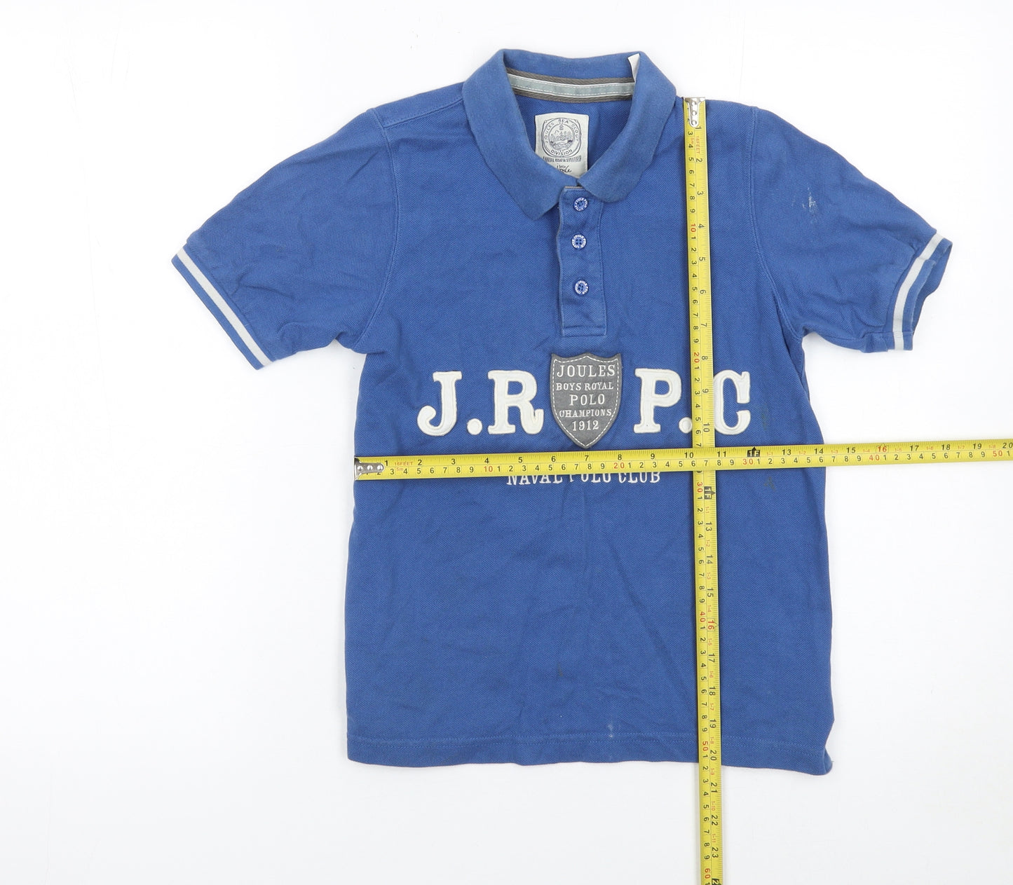 Joules Boys Blue Polo Shirt Age 8 Years Cotton Short Sleeve Casual