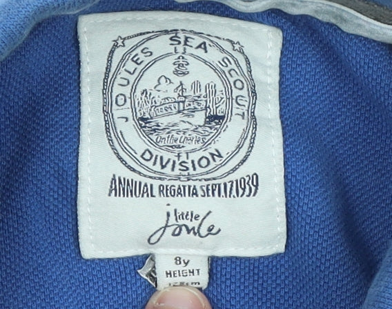 Joules Boys Blue Polo Shirt Age 8 Years Cotton Short Sleeve Casual