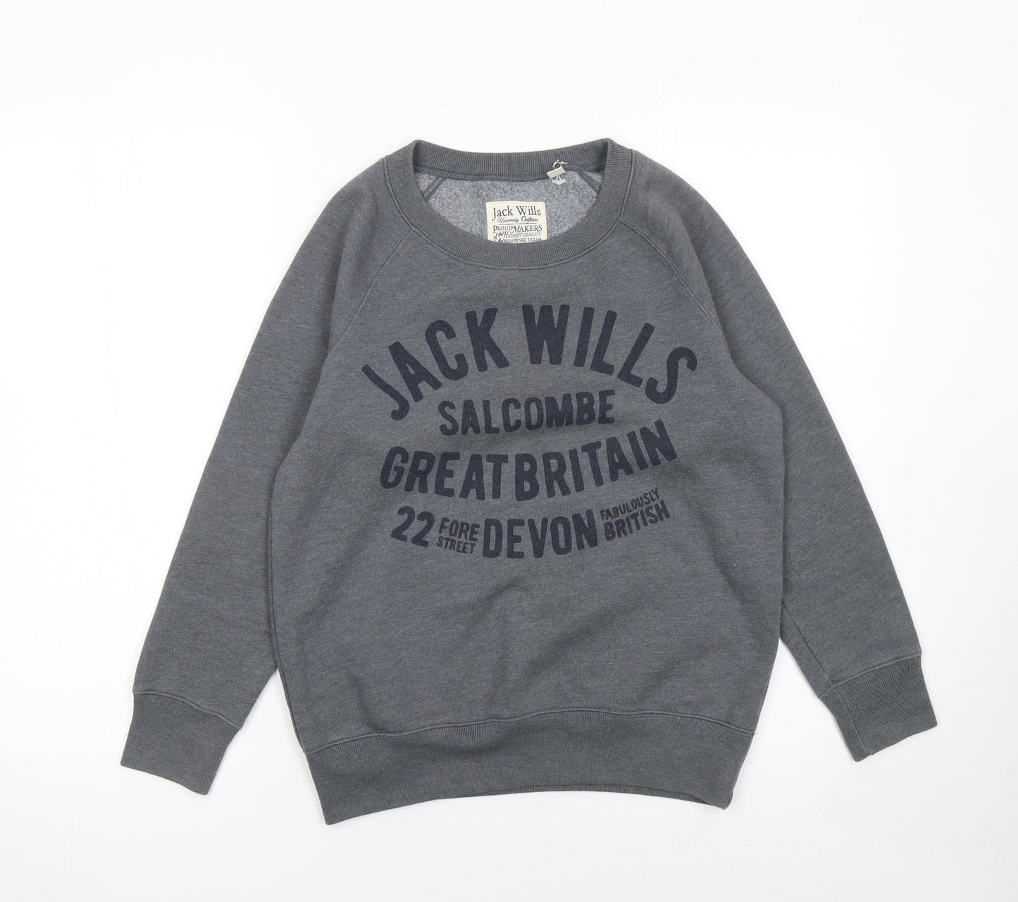 Jack Wills Women's Grey Crew Neck Printed Sweatshirt UK 8