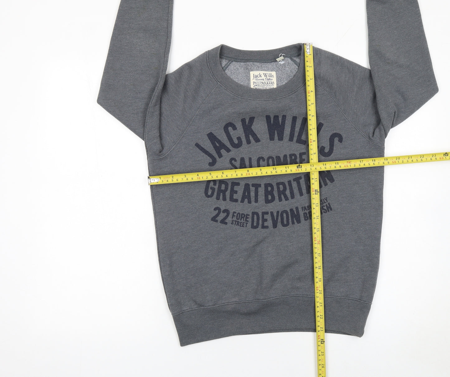 Jack Wills Women's Grey Crew Neck Printed Sweatshirt UK 8