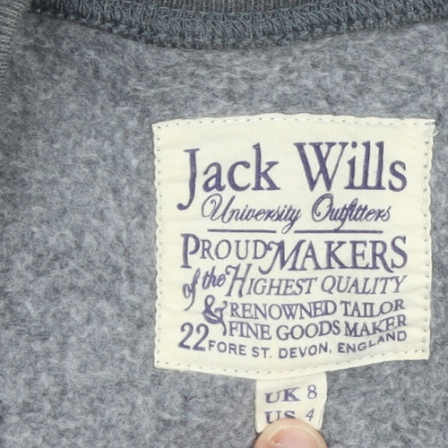 Jack Wills Women's Grey Crew Neck Printed Sweatshirt UK 8
