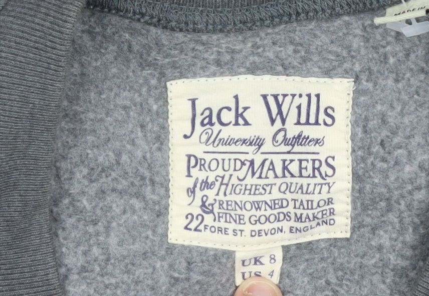 Jack Wills Women's Grey Crew Neck Printed Sweatshirt UK 8
