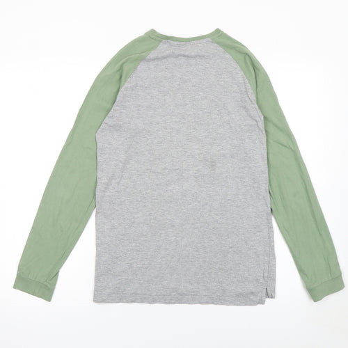 Jack Wills Boys Grey Green Long Sleeve Logo T-Shirt 14-15 Years