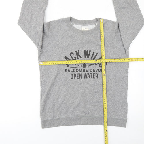 Jack Wills Womens Grey Cotton Blend Sweatshirt UK 12 Crew Neck Pullover