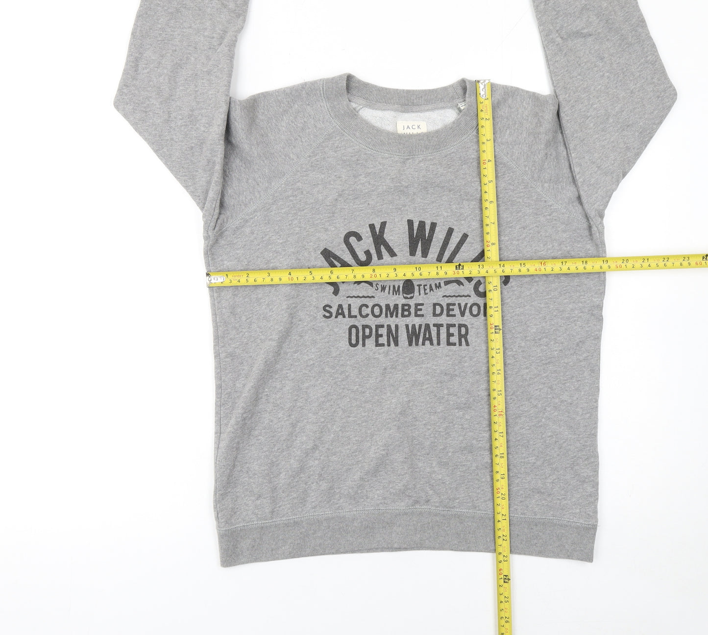 Jack Wills Womens Grey Cotton Blend Sweatshirt UK 12 Crew Neck Pullover