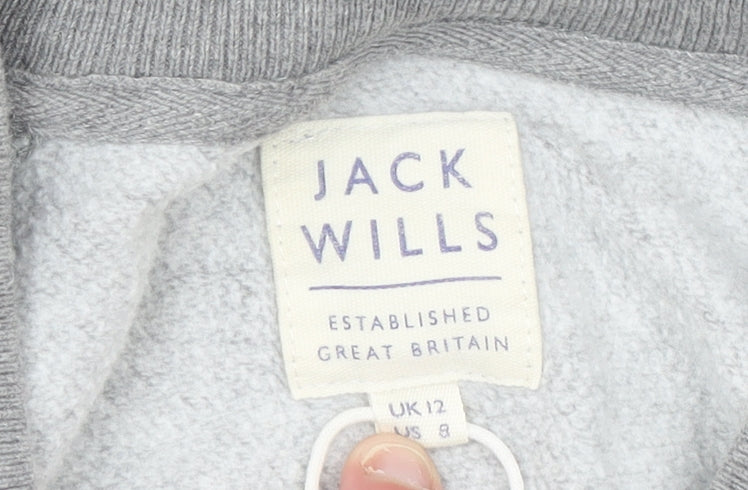 Jack Wills Womens Grey Cotton Blend Sweatshirt UK 12 Crew Neck Pullover