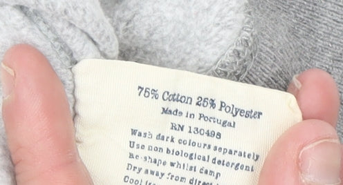 Jack Wills Womens Grey Cotton Blend Sweatshirt UK 12 Crew Neck Pullover