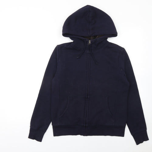 Uniqlo Women's Navy Full Zip Hoodie Size 10 M Cotton Blend