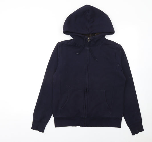 Uniqlo Women's Navy Full Zip Hoodie Size 10 M Cotton Blend