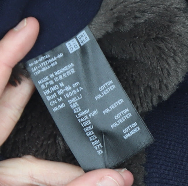 Uniqlo Women's Navy Full Zip Hoodie Size 10 M Cotton Blend