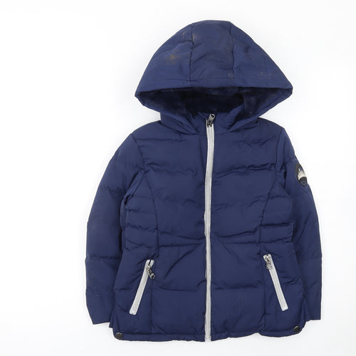 Tokyo Laundry Girls Blue Hooded Puffer Jacket 5-6 Years Winter Coat