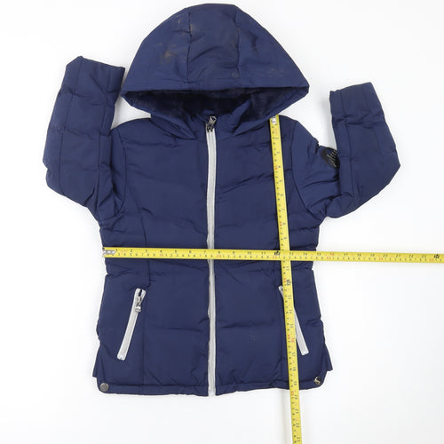Tokyo Laundry Girls Blue Hooded Puffer Jacket 5-6 Years Winter Coat