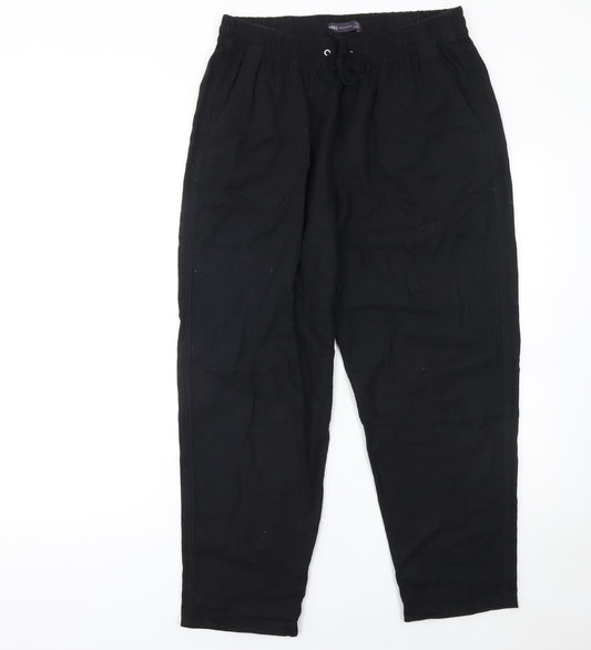 Marks and Spencer Women’s Black Linen Blend Jogger Trousers Size 12