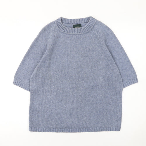 Laura Ashley Women’s Blue Knit Pullover Jumper Size L Short Sleeve