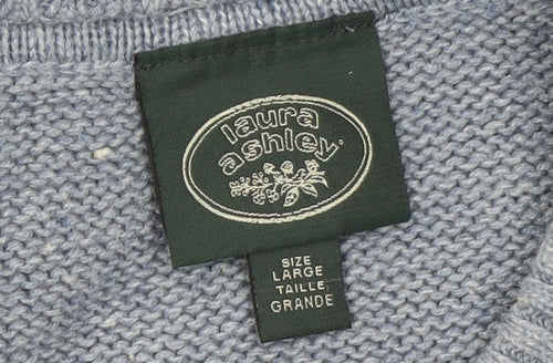 Laura Ashley Women’s Blue Knit Pullover Jumper Size L Short Sleeve