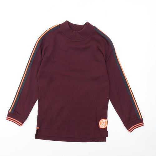 Marks and Spencer Boys Red Stripe Sleeve Mock Neck Sweatshirt 6-7 Years