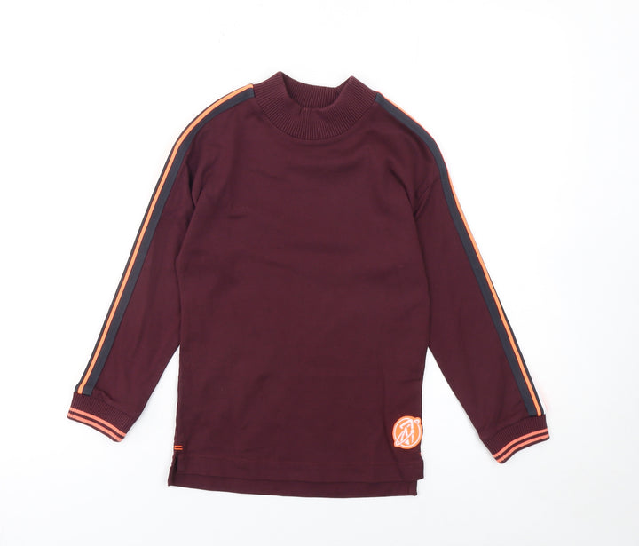 Marks and Spencer Boys Red Stripe Sleeve Mock Neck Sweatshirt 6-7 Years
