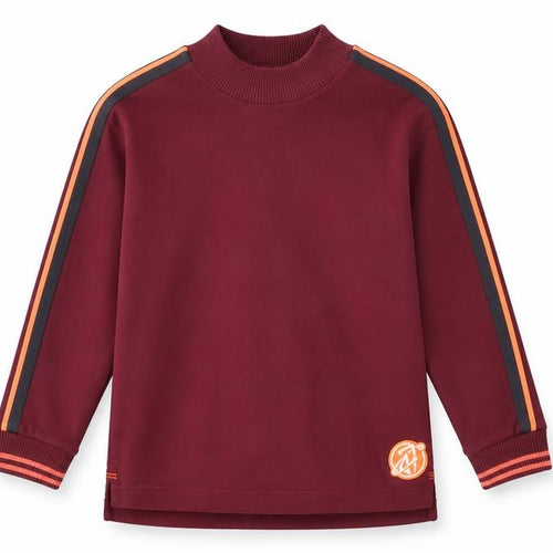Marks and Spencer Boys Red Stripe Sleeve Mock Neck Sweatshirt 6-7 Years