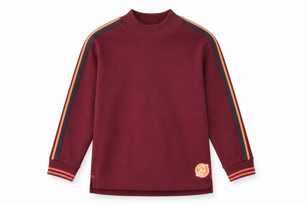 Marks and Spencer Boys Red Stripe Sleeve Mock Neck Sweatshirt 6-7 Years