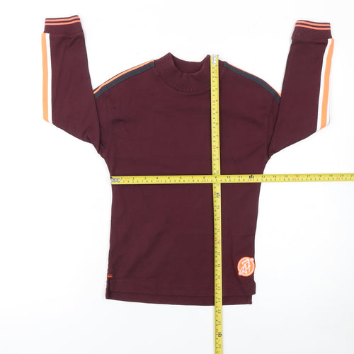 Marks and Spencer Boys Red Stripe Sleeve Mock Neck Sweatshirt 6-7 Years