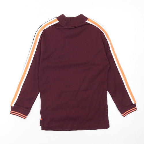 Marks and Spencer Boys Red Stripe Sleeve Mock Neck Sweatshirt 6-7 Years