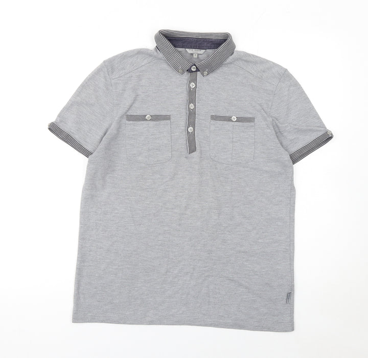 Ted Baker Men’s Grey Button-Down Collar Polo Shirt Size M