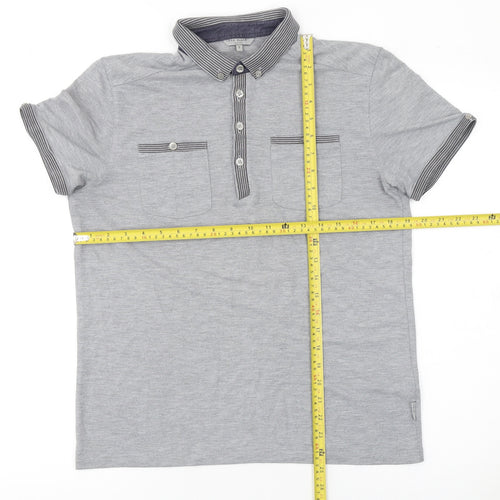 Ted Baker Men’s Grey Button-Down Collar Polo Shirt Size M