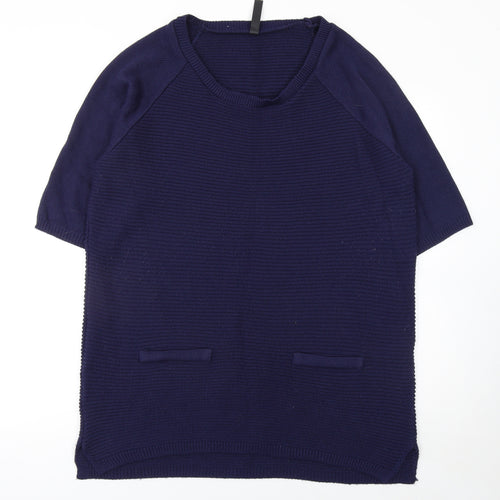 Arcadia Women’s Blue Knit Short Sleeve Pullover Jumper Size 18