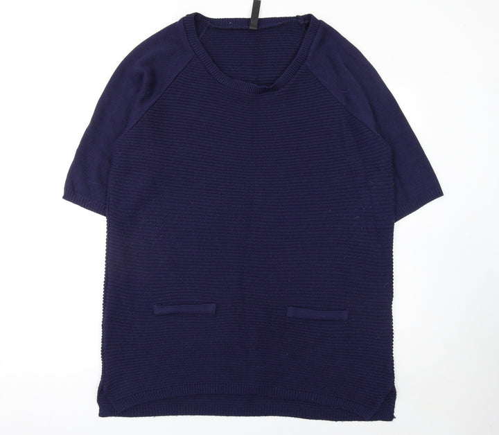 Arcadia Women’s Blue Knit Short Sleeve Pullover Jumper Size 18