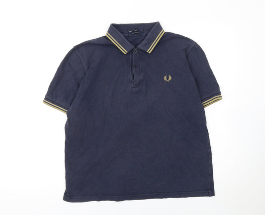 Fred Perry Men's Blue XL Cotton Polo Shirt Made in England