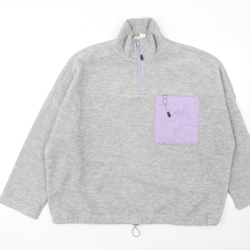 Monki Womens Grey 1/4 Zip Pullover Sweatshirt Size S
