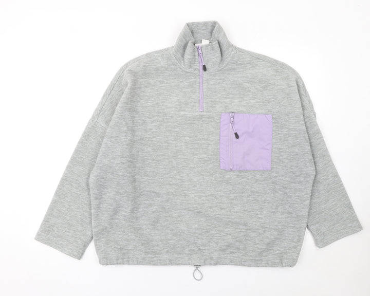 Monki Womens Grey 1/4 Zip Pullover Sweatshirt Size S