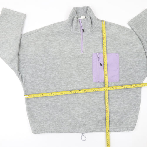 Monki Womens Grey 1/4 Zip Pullover Sweatshirt Size S