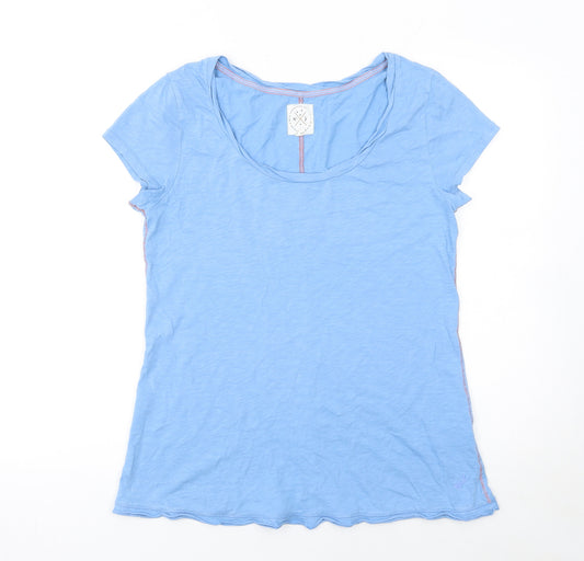 White Stuff Womens Blue Cotton Short Sleeve Basic T-Shirt UK 12