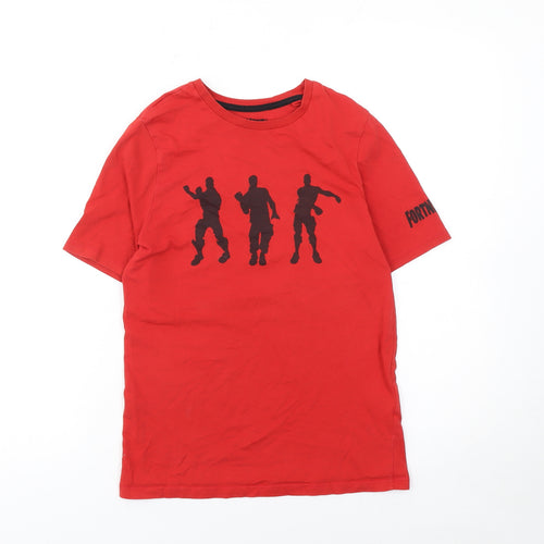 Fortnite Boys Red 146cm Graphic Print Cotton Short Sleeve T-Shirt