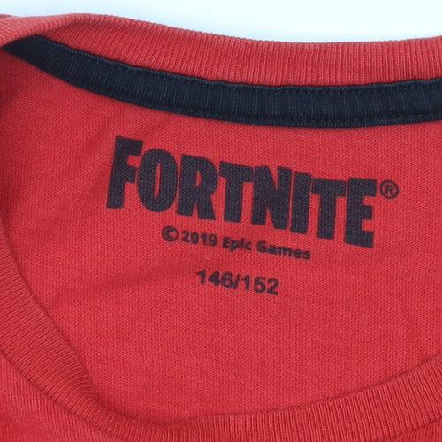 Fortnite Boys Red 146cm Graphic Print Cotton Short Sleeve T-Shirt