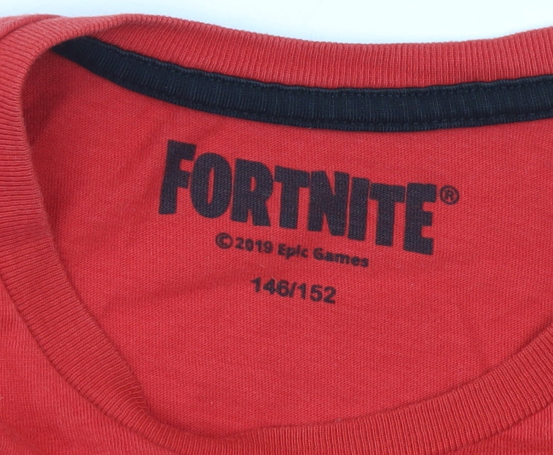 Fortnite Boys Red 146cm Graphic Print Cotton Short Sleeve T-Shirt