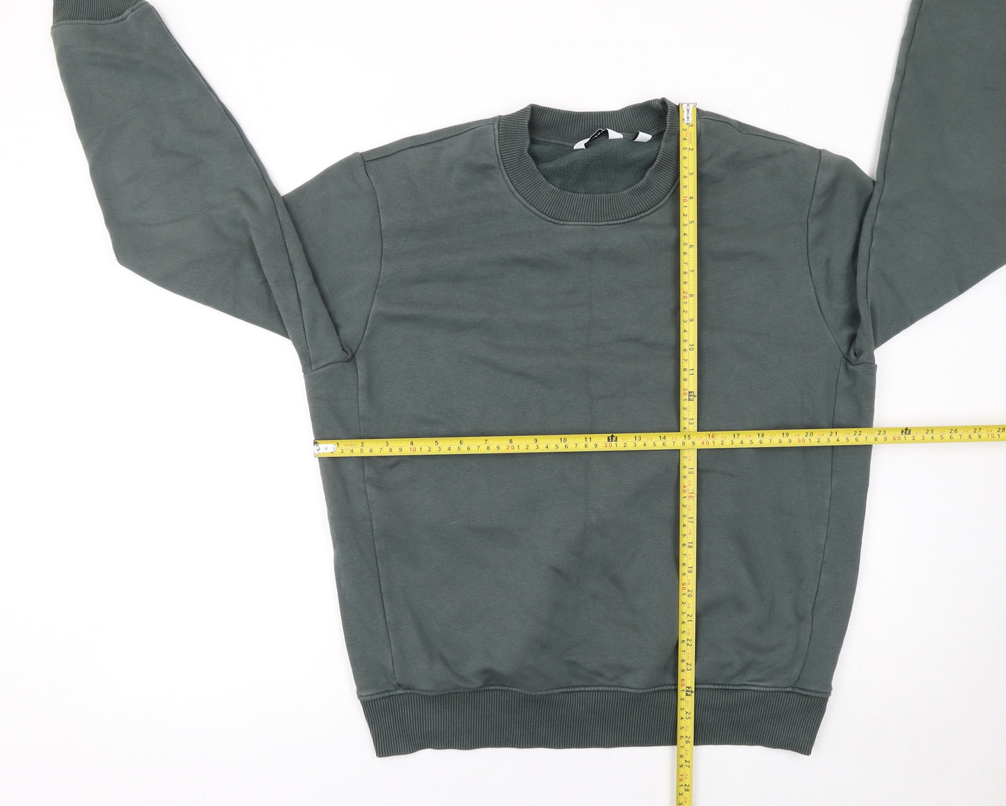 Next Men's Green Pullover Sweatshirt Medium Crew Neck Cotton Blend