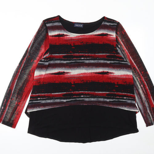 Saloos Women’s Red Black Striped Tunic Top Size 20 Viscose Blend