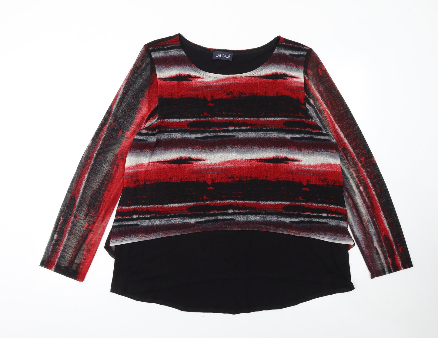 Saloos Women’s Red Black Striped Tunic Top Size 20 Viscose Blend